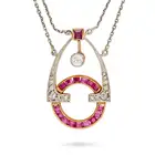 AN ANTIQUE RUBY, DIAMOND AND PEARL PENDANT NECKLACE, EARLY 20TH CENTURY the openwork pendant set