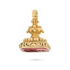 AN ANTIQUE CARNELIAN FOB SEAL / PENDANT the foliate style body set with a carnelian intaglio