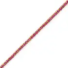 A RUBY LINE BRACELET in 18ct yellow gold, comprising a row of round cut rubies, stamped 750, 16.5cm,
