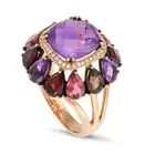 A MULTI GEM AND DIAMOND RING AND EARRINGS SET the earrings set with a facetted amethyst in a