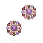 A MULTI GEM AND DIAMOND RING AND EARRINGS SET the earrings set with a facetted amethyst in a