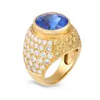 A 7.23 CARAT CEYLON NO HEAT SAPPHIRE, YELLOW DIAMOND AND DIAMOND RING set with an oval cut