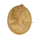 NO RESERVE - AN ANTIQUE LAVA CAMEO BROOCH, CIRCA 1870 set with a lava cameo carved in high relief,