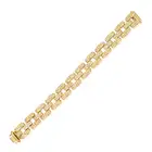 A VINTAGE FRENCH DIAMOND BRACELET in 18ct yellow gold, comprising rows of brick links pave set
