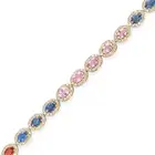 NO RESERVE - A MULTICOLOUR SAPPHIRE AND DIAMOND BRACELET comprising a single row of oval cut orange,