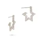 NO RESERVE - A PAIR OF DIAMOND STAR HOOP EARRINGS in 18ct white godl, each designed as a star,