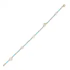 A PEARL AND ENAMEL BRACELET comprising a row of batons decorated with turquoise enamel, punctuated