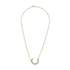 A PEARL AND EMERALD CRESCENT MOON NECKLACE the pendant designed as a crescent moon set with pearls