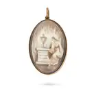 NO RESERVE - AN ANTIQUE GEORGIAN HAIRWORK DOUBLE SIDED MOURNING PENDANT, CIRCA 1789 in yellow