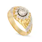 A DIAMOND DRESS RING set with a transitional cut diamond, the bombe mount with chased engraved