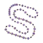 AN AMETHYST, PEARL AND CLOISONNE ENAMEL BEAD NECKLACE comprising a row of melon carved and