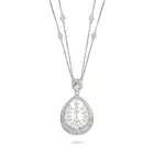 A DIAMOND PENDANT NECKLACE in 18ct white gold, the openwork pendant set with pear brilliant cut