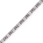A PINK SAPPHIRE AND DIAMOND BRACELET in 18ct white gold, comprising square links set alternately