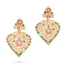 AN INDIAN PEARL, RUBY AND EMERALD HEART NECKLACE, EARRINGS AND RING SUITE the necklace comprising