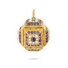 A SAPPHIRE AND PEARL MASONIC CROSS PENDANT the pendant opening to reveal a cross, set with six