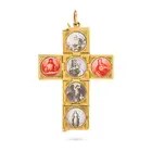 A SAPPHIRE AND PEARL MASONIC CROSS PENDANT the pendant opening to reveal a cross, set with six