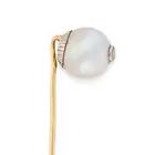 A PEARL AND DIAMOND STICK / TIE PIN comprising a pearl of 11.4mm set with a round brilliant cut