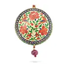 AN ANTIQUE INDIAN ENAMEL, RUBY AND DIAMOND DOUBLE SIDED PENDANT the circular pendant depicting a
