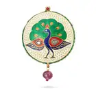AN ANTIQUE INDIAN ENAMEL, RUBY AND DIAMOND DOUBLE SIDED PENDANT the circular pendant depicting a