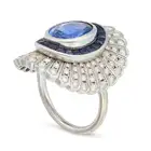 JESSICA MCCORMACK, A SAPPHIRE AND DIAMOND DAISY RING in 18ct white gold, designed as a daisy, set
