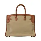 HERMÈS FAUVE BARENIA LEATHER & PAPRIKA AND FICELLE TOILE CANVAS FLAG BIRKIN 35 BAG  Condition