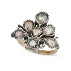 AN ANTIQUE GEORGIAN DIAMOND GIARDINETTO RING in yellow gold and silver, designed as a plant pot