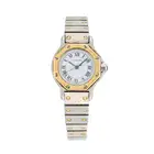 CARTIER, A LADIES SANTOS OCTAGON WRISTWATCH, in stainless steel and yellow gold, the octagonal