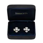 TIFFANY & CO., A PAIR OF PEARL AND DIAMOND FLOWER EARRINGS, 1994 each designed as a flower set