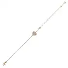 A DIAMOND HEART BRACELET comprising a heart and a circular motif set to both sides with round