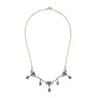 NO RESERVE - AN ANTIQUE ART NOUVEAU AMETHYST NECKLACE in 9ct yellow gold, set with oval cut