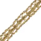 A VINTAGE GOLD BRACELET in 14ct yellow gold, comprising rows of interlocking fancy links, stamped
