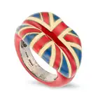 SOLANGE AZAGURY-PARTRIDGE, AN ENAMEL UNION JACK HOTLIPS RING in silver, designed as a pair of