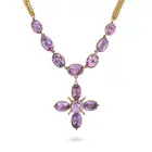 A FINE ANTIQUE AMETHYST NECKLACE, CIRCA 1870 in yellow gold, the pendant designed as a cross set