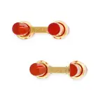 VAN CLEEF & ARPELS, A PAIR OF CARNELIAN CUFFLINKS in 18ct yellow gold, each set with polished