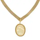 CHRISTIAN DIOR, A FAUX MOTHER OF PEARL NECKLACE comprising a flat Omega chain necklace suspending an