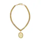 CHRISTIAN DIOR, A FAUX MOTHER OF PEARL NECKLACE comprising a flat Omega chain necklace suspending an