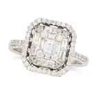 LYPPENS, A DIAMOND CLUSTER RING in 18ct white gold, invisibly set with a cluster of round brilliant,