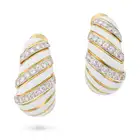 NO RESERVE - ATTR. DAVID WEBB, A PAIR OF VINTAGE ENAMEL AND DIAMOND HOOP EARRINGS in 18ct yellow