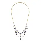 AN ANTIQUE UNHEATED SAPPHIRE FRINGE NECKLACE comprising a trace chain set with a row of oval and