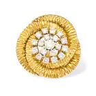 A DIAMOND DRESS RING set with a cluster of round brilliant cut diamonds totalling 0.6-0.7 carats,