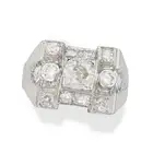 A RETRO DIAMOND DRESS RING set with a principal old cut diamond of approximately 1.00 carat,