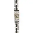 MARZO, A FINE ART DECO ONYX AND DIAMOND COCKTAIL WATCH the rectangular dial with Arabic numerals,