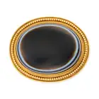 NO RESERVE - AN ANTIQUE VICTORIAN BANDED AGATE BROOCH, CIRCA 1866 in yellow gold, set with an oval