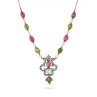 AN ANTIQUE PINK TOURMALINE, PERIDOT, PEARL AND DIAMOND PENDANT NECKLACE, EARLY 20TH CENTURY the
