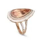 OSCAR FRIEDMAN, A MORGANITE, DIAMOND AND ENAMEL RING set with a pear cut morganite of 8.85 carats,