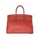 HERMÈS LIMITED EDITION SANGUINE & WHITE CLEMENCE BIRKIN 35 BAG  Condition grade C+.  Sanguine