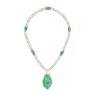 ALLSOPP & ALLSOPP, AN UNTREATED JADEITE JADE AND DIAMOND NECKLACE comprising a fancy engraved