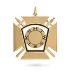 AN ENAMEL KNIGHTS TEMPLAR MASONIC PENDANT designed as a cross pattee with crossed swords,