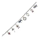 A FINE SAPPHIRE, RUBY, GARNET, MOONSTONE, ONYX AND DIAMOND CHARM BRACELET comprising a trace chain