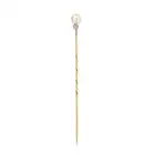 AN ANTIQUE AUSTRIAN PEARL AND DIAMOND STICK / TIE PIN in yellow gold, set with a pearl accented by